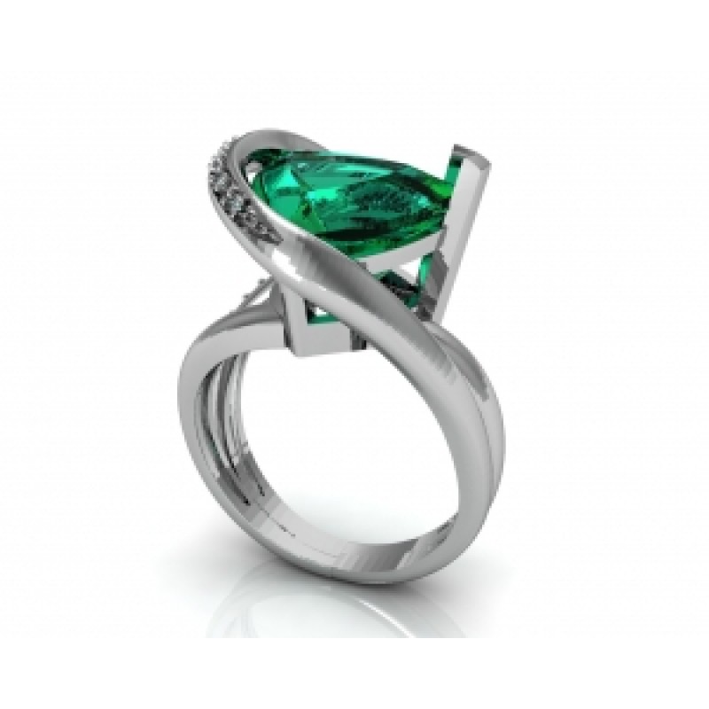 Кольцо с крупным камнем и дорожкой камней Os 7096