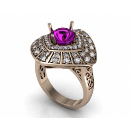 Кольцо ажурное с крупным камнем в обрамлении мелких камней Os 7156