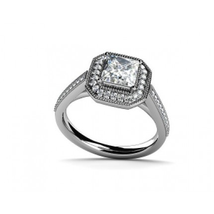 Кольцо с крупным камнем в обрамлении мелких камней Os 2563