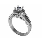 Кольцо с крупным камнем в обрамлении мелких камней Os 2541