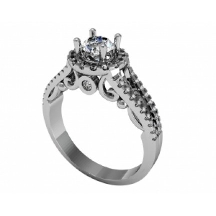 Кольцо с крупным камнем в обрамлении мелких камней Os 2541