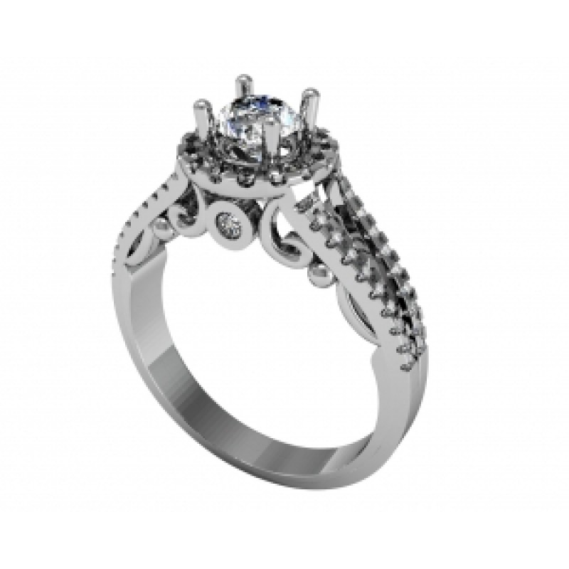 Кольцо с крупным камнем в обрамлении мелких камней Os 2541