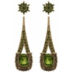 Серьги висячие с крупным камнем и дорожками камней Os 1725