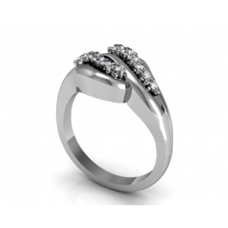 Кольцо Волна с дорожками камней Os 1740