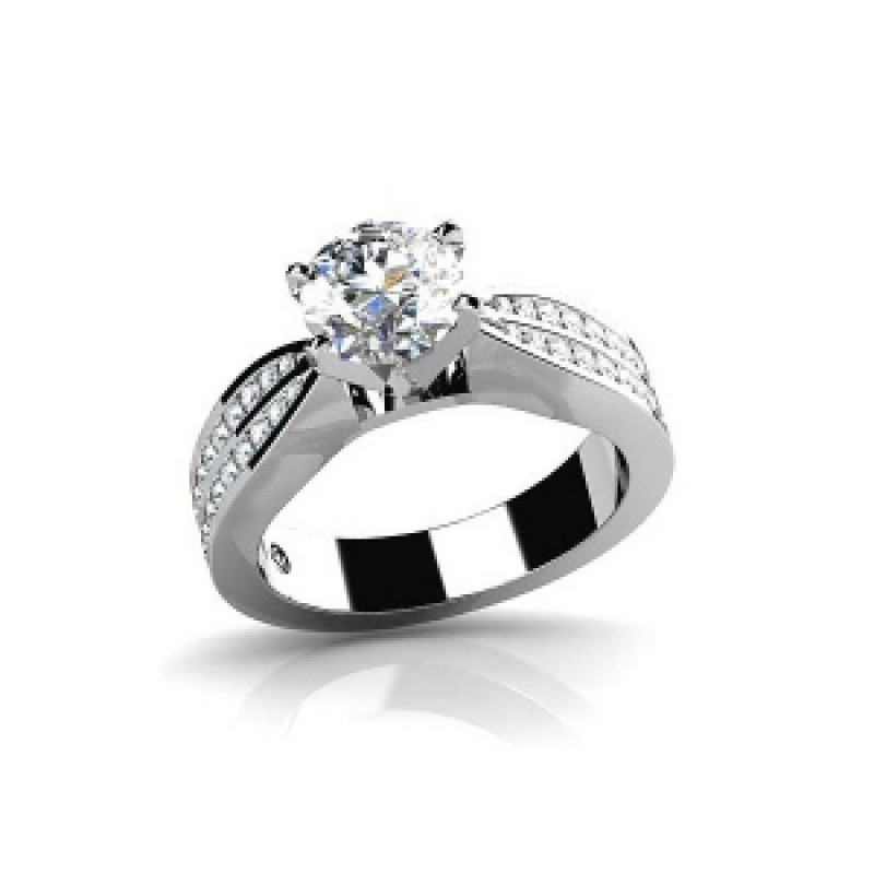 Кольцо с крупным камнем и дорожками камней Os 2588