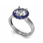 Кольцо с крупным камнем в обрамлении мелких камней Os 7079