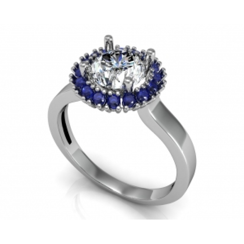 Кольцо с крупным камнем в обрамлении мелких камней Os 7079