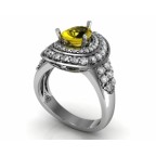 Кольцо с крупным камнем в обрамлении мелких камней Os 7154