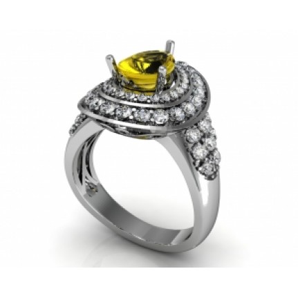 Кольцо с крупным камнем в обрамлении мелких камней Os 7154