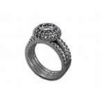 Кольцо с крупным камнем и дорожками камней Os 2505