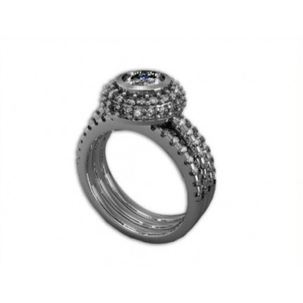 Кольцо с крупным камнем и дорожками камней Os 2505