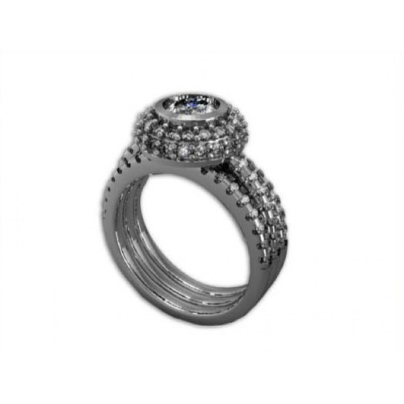 Кольцо с крупным камнем и дорожками камней Os 2505