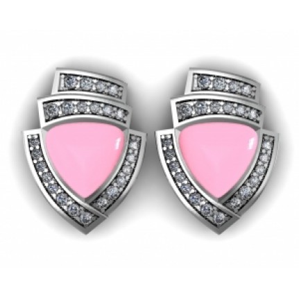 Серьги с крупным камнем в обрамлении мелких камней Os 4029