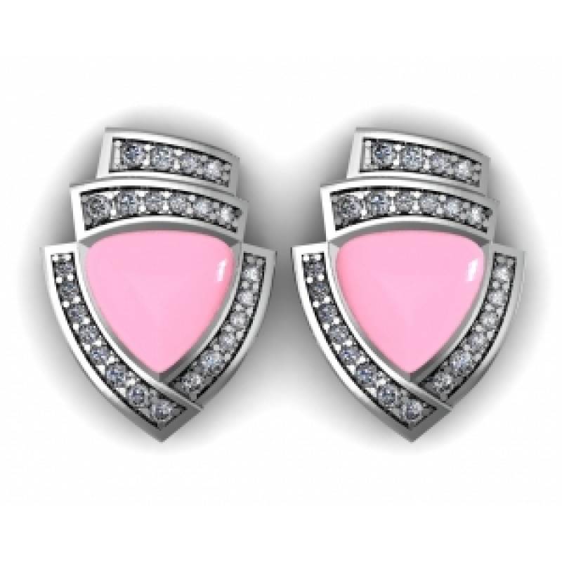 Серьги с крупным камнем в обрамлении мелких камней Os 4029