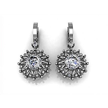 Серьги с крупным камнем и дорожками камней Os 1005