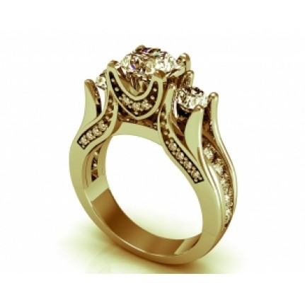 Кольцо с крупным камнем и дорожками камней Os 2538