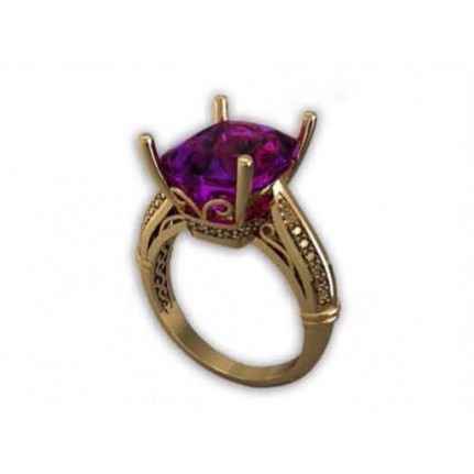 Кольцо с крупным камнем и дорожками камней Os 7021