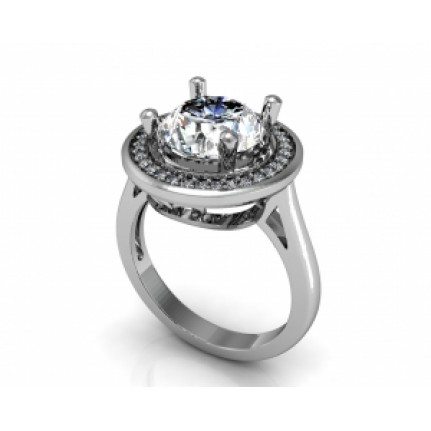 Кольцо с крупным камнем в обрамлении мелких камней Os 2621