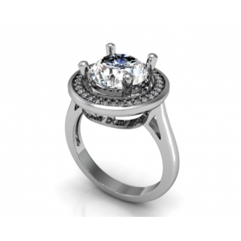 Кольцо с крупным камнем в обрамлении мелких камней Os 2621