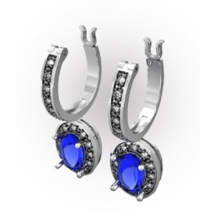 Серьги с крупным камнем в обрамлении мелких камней Os 4065