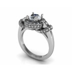 Кольцо с крупным камнем в обрамлении мелких камней Os 2603