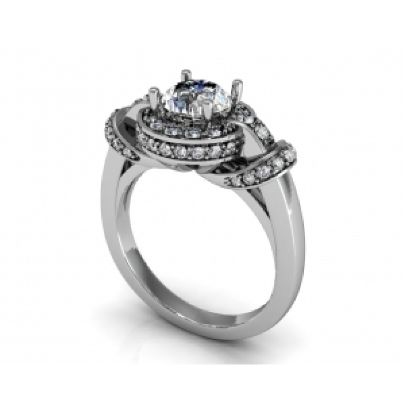 Кольцо с крупным камнем в обрамлении мелких камней Os 2603