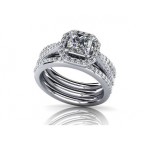 Кольцо тройное с крупным камнем в обрамлении мелких камней Os 2623