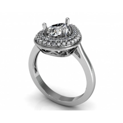 Кольцо с крупным камнем в обрамлении мелких камней Os 7188