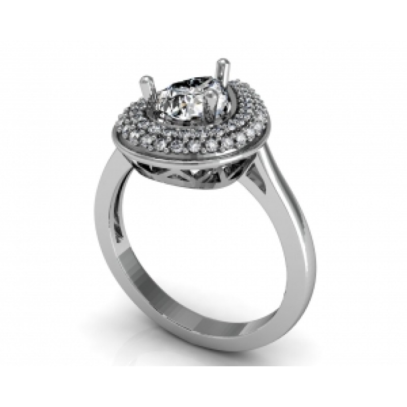 Кольцо с крупным камнем в обрамлении мелких камней Os 7188