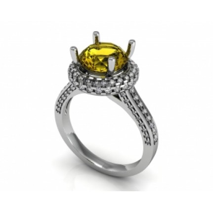 Кольцо с крупным камнем в обрамлении мелких камней Os 7162