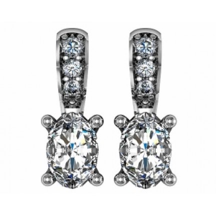 Серьги с крупным камнем и дорожкой камней Os 1545