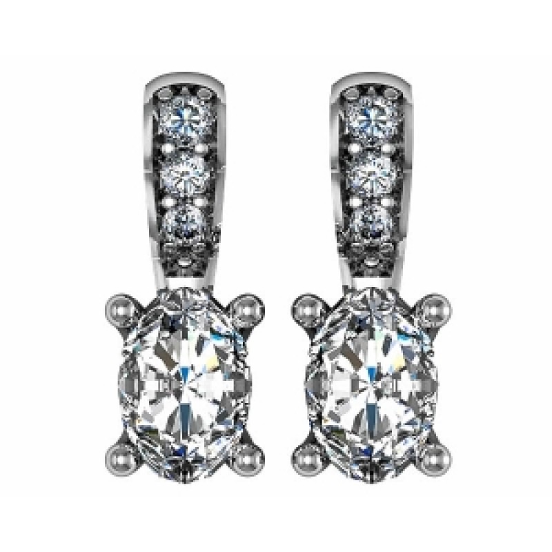 Серьги с крупным камнем и дорожкой камней Os 1545