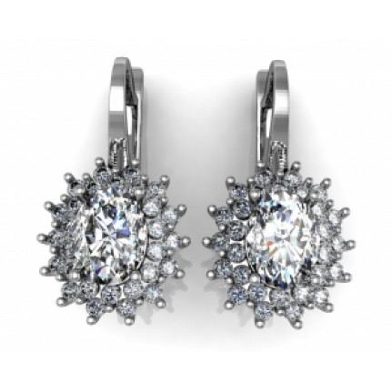 Серьги с крупным камнем в обрамлении мелких камней Os 4064