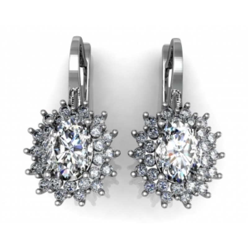 Серьги с крупным камнем в обрамлении мелких камней Os 4064