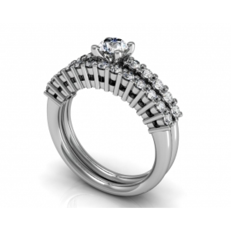 Кольцо с крупным камнем и дорожками камней Os 2521