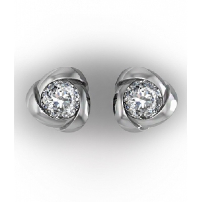 Серьги - пусеты Цветочек с крупным камнем Os 4041