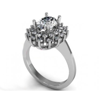 Кольцо с крупным камнем в обрамлении мелких камней Os 7147