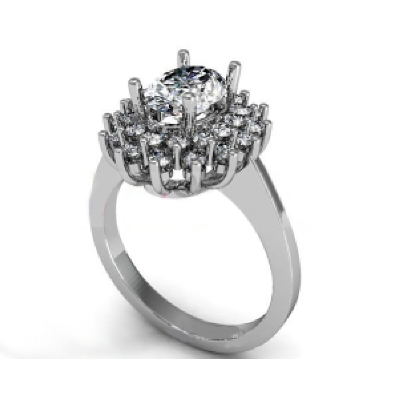 Кольцо с крупным камнем в обрамлении мелких камней Os 7147