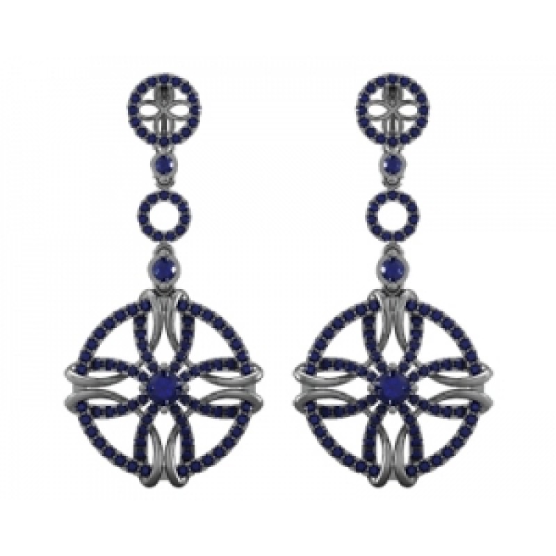 Серьги висячие с дорожками камней Os 1575