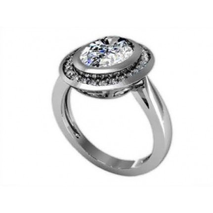 Кольцо с крупным камнем в обрамлении мелких камней Os 7060