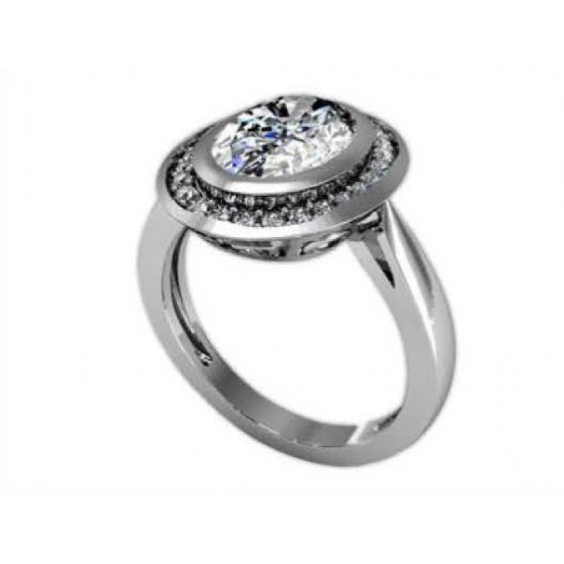 Кольцо с крупным камнем в обрамлении мелких камней Os 7060