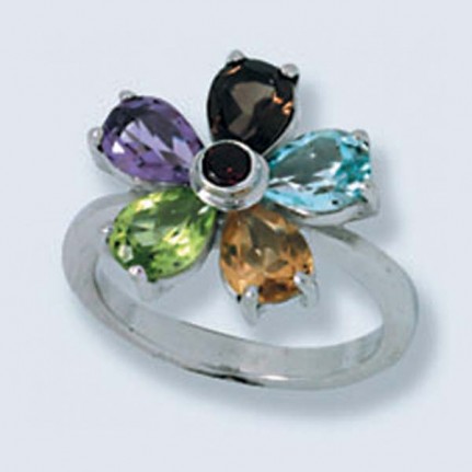 Кольцо цветок с камнями 1581