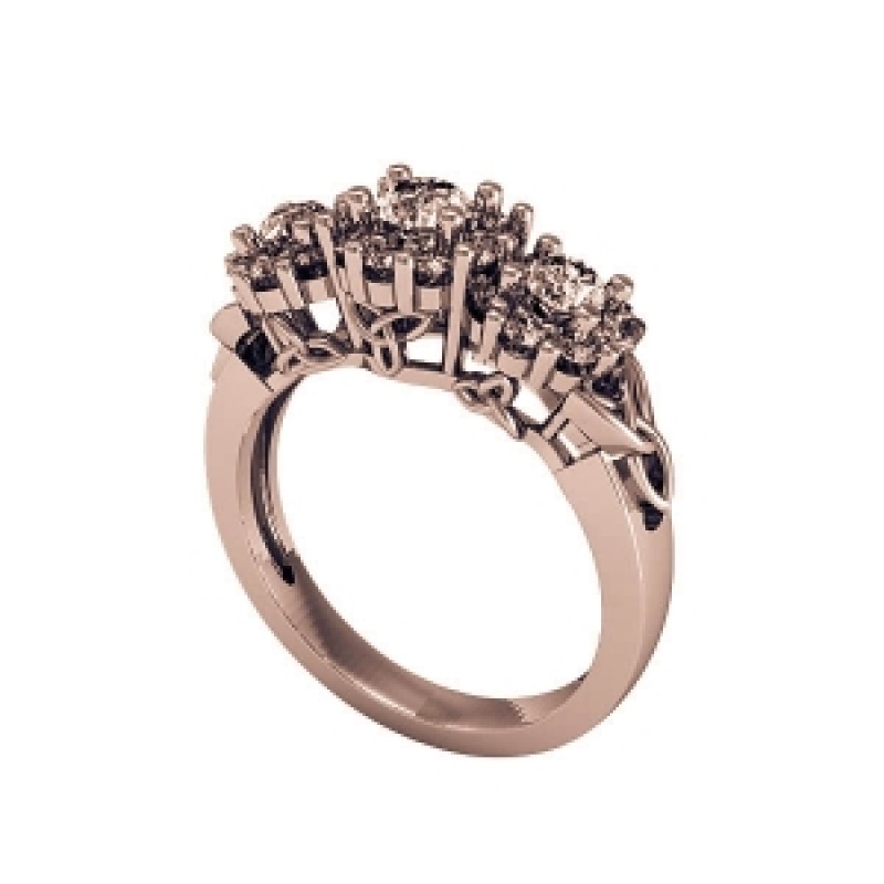 Кольцо с крупными камнями в обрамлении мелких камней Os 2540