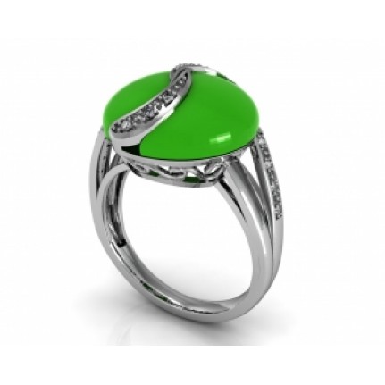 Кольцо ажурное с крупным камнем и дорожками камней Os 7142