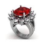 Кольцо с крупным камнем в обрамлении мелких камней Os 7094