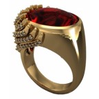 Кольцо с крупным камнем и дорожками камней Os 3053