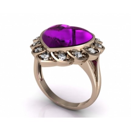 Кольцо с крупным камнем в обрамлении мелких камней Os 7165