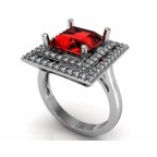 Кольцо с крупным камнем в обрамлении мелких камней Os 7187