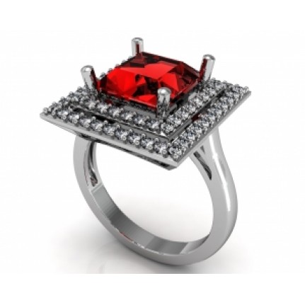 Кольцо с крупным камнем в обрамлении мелких камней Os 7187