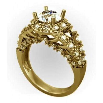 Кольцо с крупным камнем в обрамлении мелких камней Os 2522